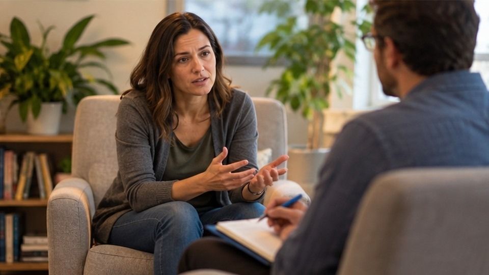Supportive counseling session addressing depression and alcohol use together.