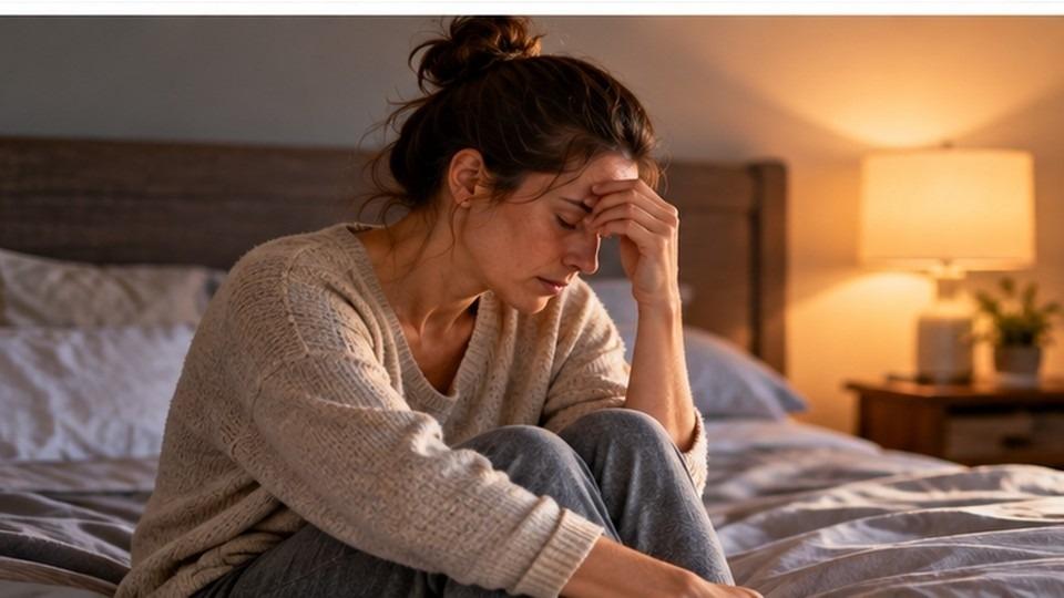 Woman drinking alone late at night, a middle stage sign as alcoholism progresses