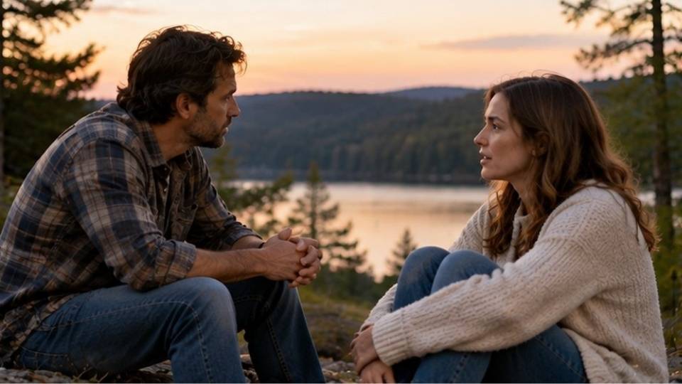 Adults having a supportive conversation outdoors, reflecting how behavior patterns linked to alcohol use disorder can change in recovery.