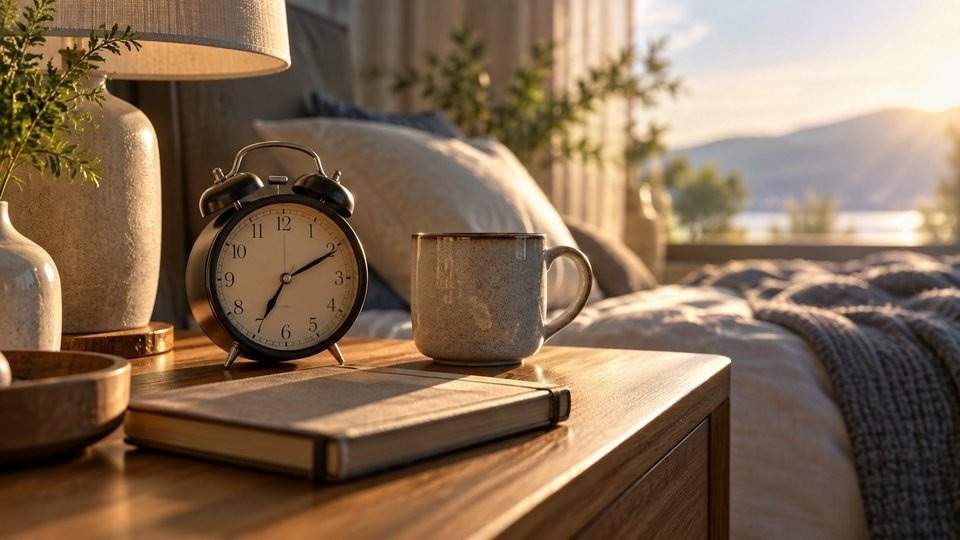 Alarm clock, mug and notebook representing differences in lorazepam vs Xanax onset and duration
