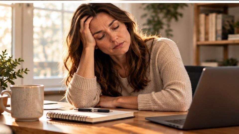 Woman feeling drowsy at her desk, one of the most common effects of Xanax